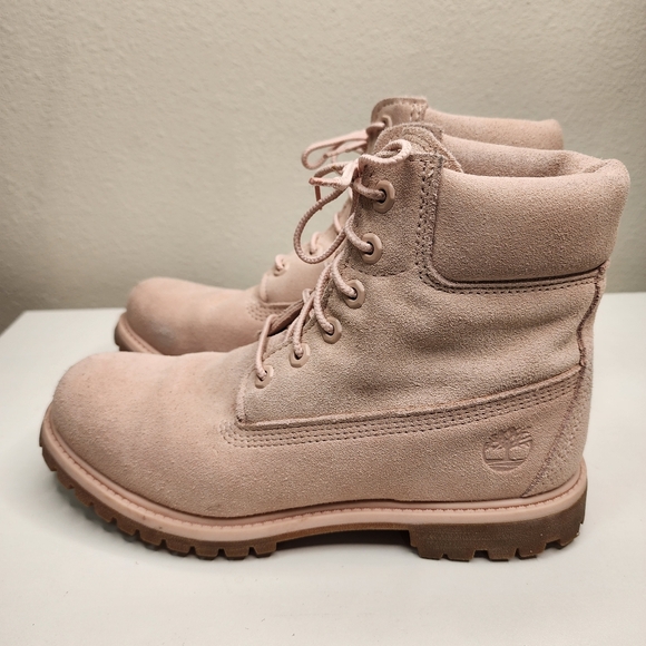 Timberland Shoes - Pink Suede Timberland Sz 9 Primaloft Timberdry Defender Workboots